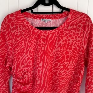 Sportelle  3/4 Sleeve Animal Print Top, Size XL